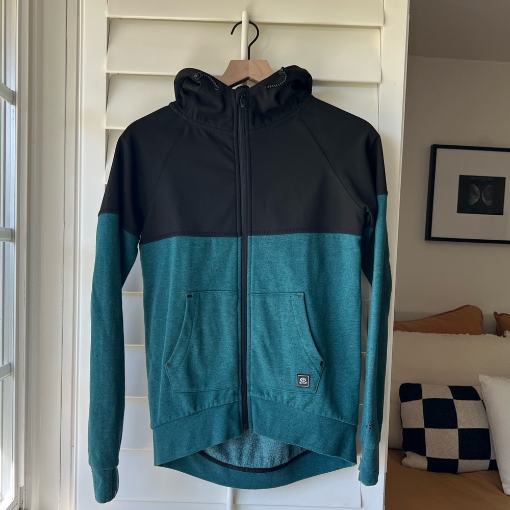 Rip Curl Turquoise Zip up Hoodie with Black Accents
